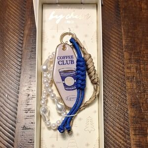 Blue Moon Coffee Club Bag Charm with Blue and Gold Accents
